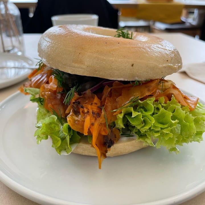 photo of Plant Base Bagel with Salmon shared by @veganwarrior666 on  18 Apr 2023 - review