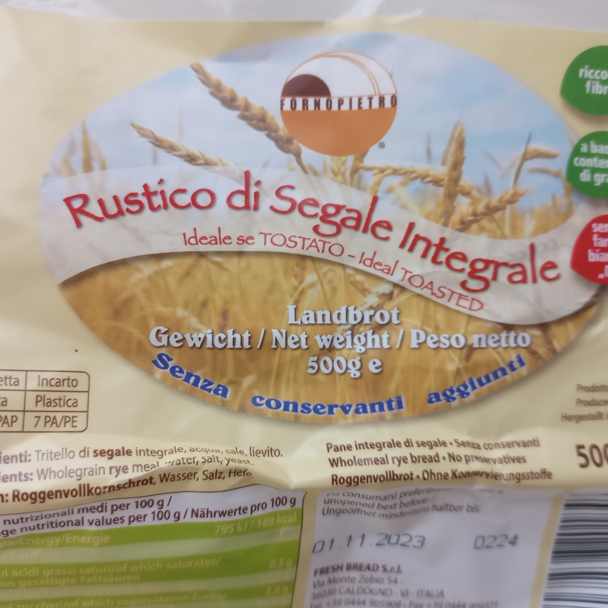 pane integrale rustico di segale from Fornopietro - Vegan Product ...