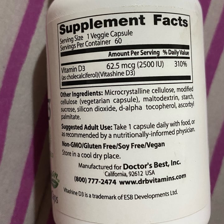 photo of Doctor's Best Vegan D3 shared by @elenapera on  04 Jul 2023 - review