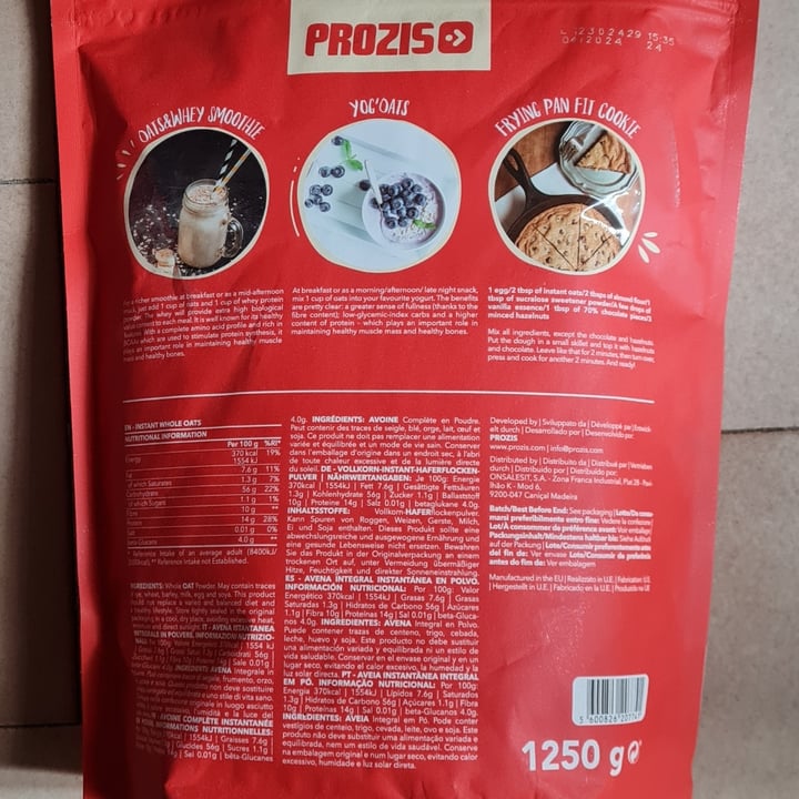 photo of Prozis Oats instant and whole shared by @pizzarossa on  29 Jul 2023 - review