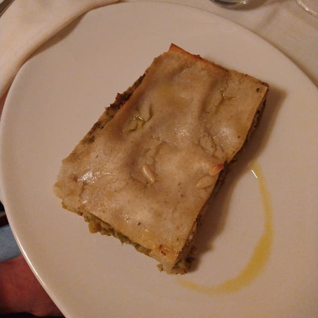 Photo of the dish “Lasagna ai broccoletti, pomodori secchi e pinoli”