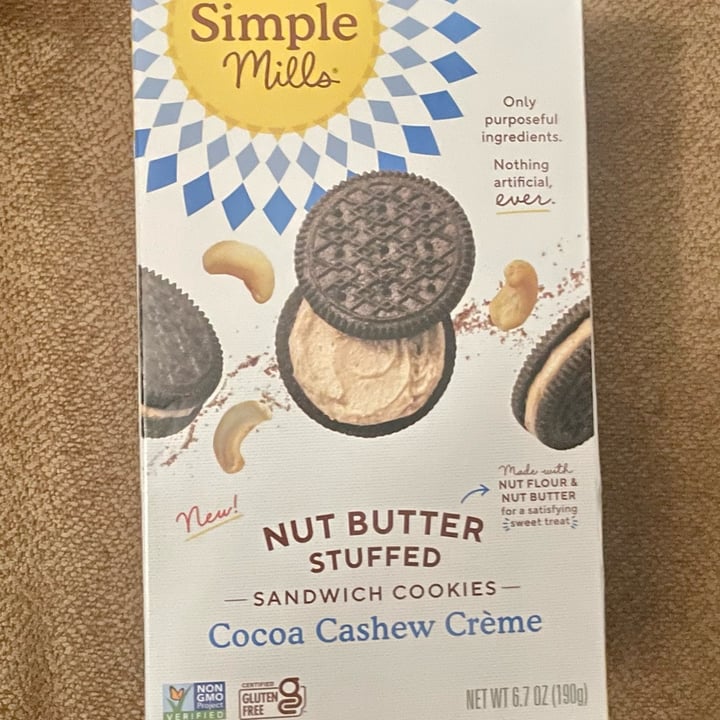 photo of Simple Mills Nut Butter Stuffed Sandwich Cookies Cocoa Cashew Creme shared by @amikno on  05 Feb 2023 - review