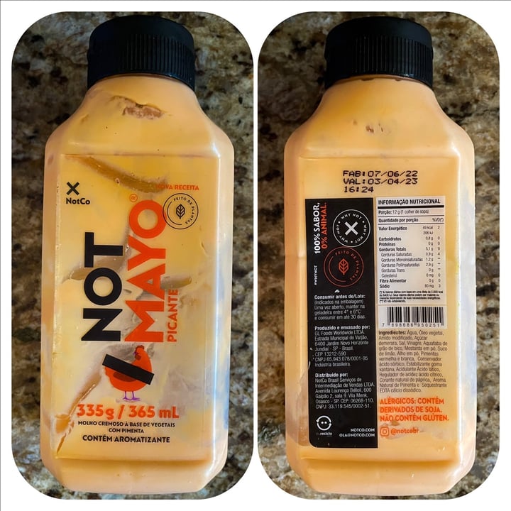 photo of NotCo Not Mayo Picante shared by @simoneteixeira on  13 May 2023 - review