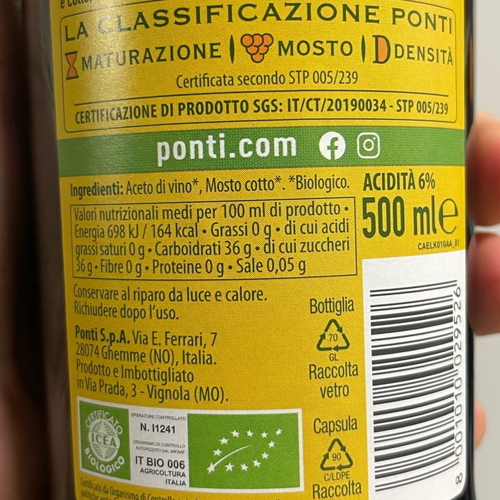 photo of Ponti Aceto balsamico bio shared by @cinziagilmore on  30 May 2023 - review
