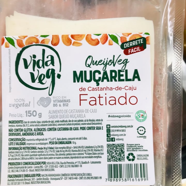 photo of Vida Veg Queijo muçarela em fatias shared by @gisellepio on  15 Jan 2023 - review