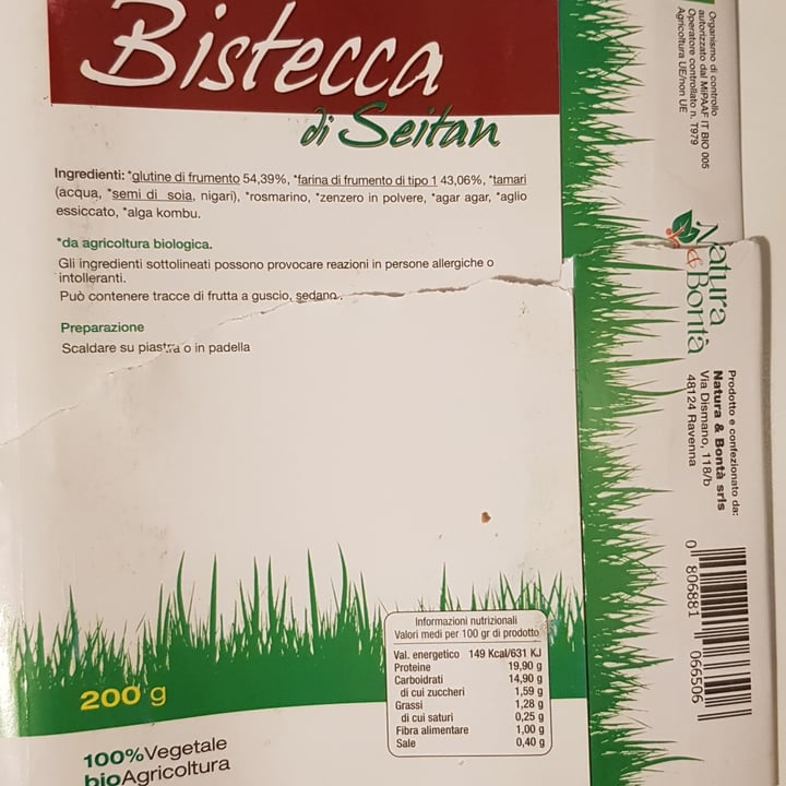 photo of Natura e bontà di Antonio Iaculli Bistecca di seitan shared by @cateveg on  12 Feb 2023 - review