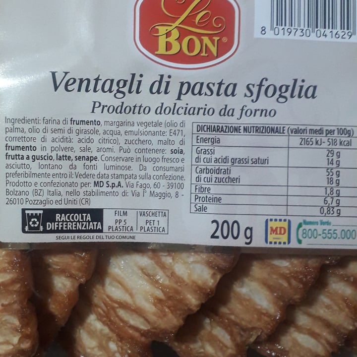 photo of Le bon Ventagli Di Pasta Sfoglia shared by @nina-veg on  16 Mar 2023 - review