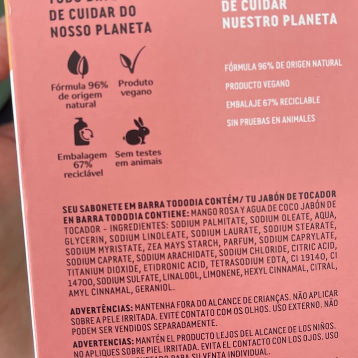 photo of Natura Sabonete em barra puro vegetal manga rosa e agua de coco shared by @kykanaiade on  08 Feb 2023 - review