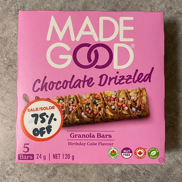 photo of Made Good Chocolate Drizzled Granola Bars Birthday Cake Flavor shared by @ryanleys on  07 Jun 2023 - review