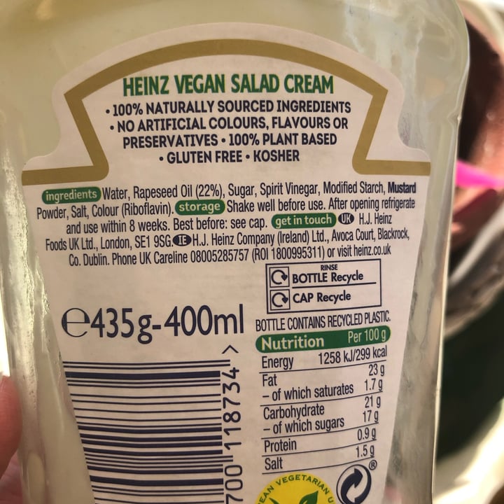 photo of Heinz Vegan Salad Cream shared by @bessiebean on  13 Jun 2023 - review
