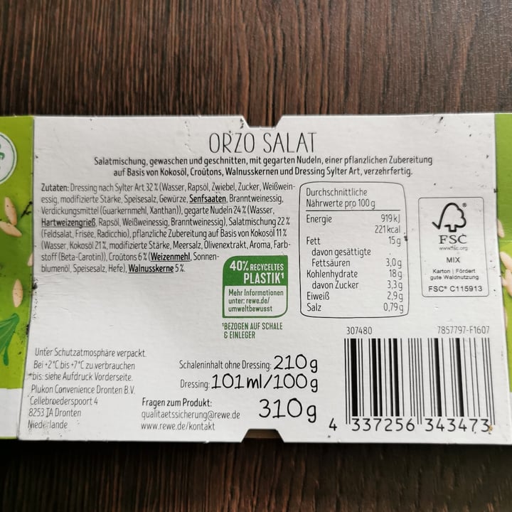 Rewe To Go Orzo Salat Review | abillion