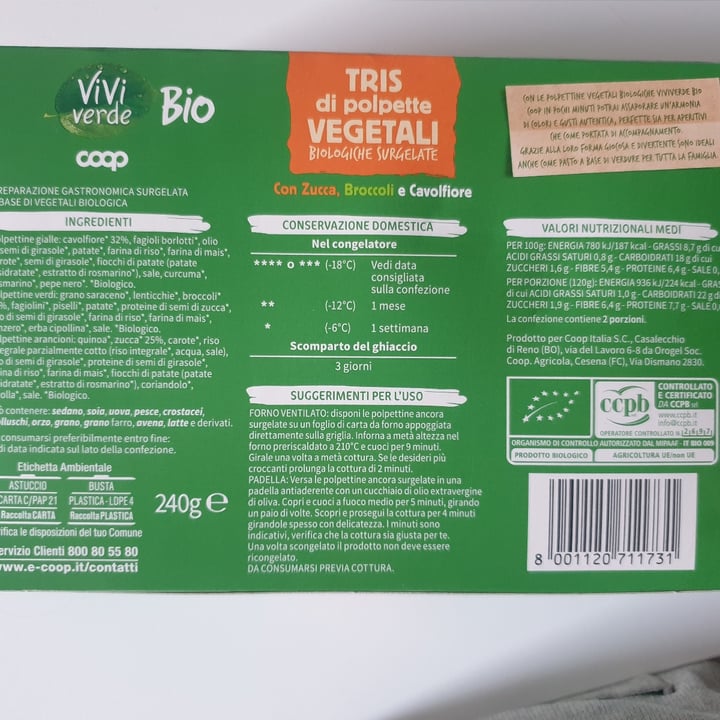 photo of Vivi Verde Coop tris di polpette vegetali shared by @valentinadaferrara on  11 Apr 2023 - review