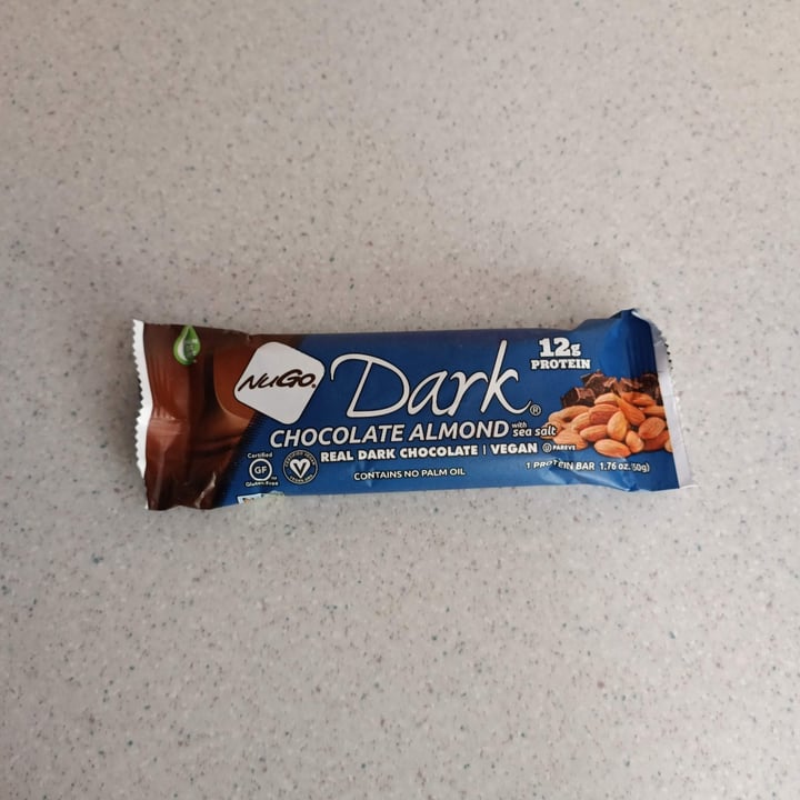 photo of NuGo Dark Chocolate Almond with sea salt shared by @veganintheworld on  21 Mar 2023 - review