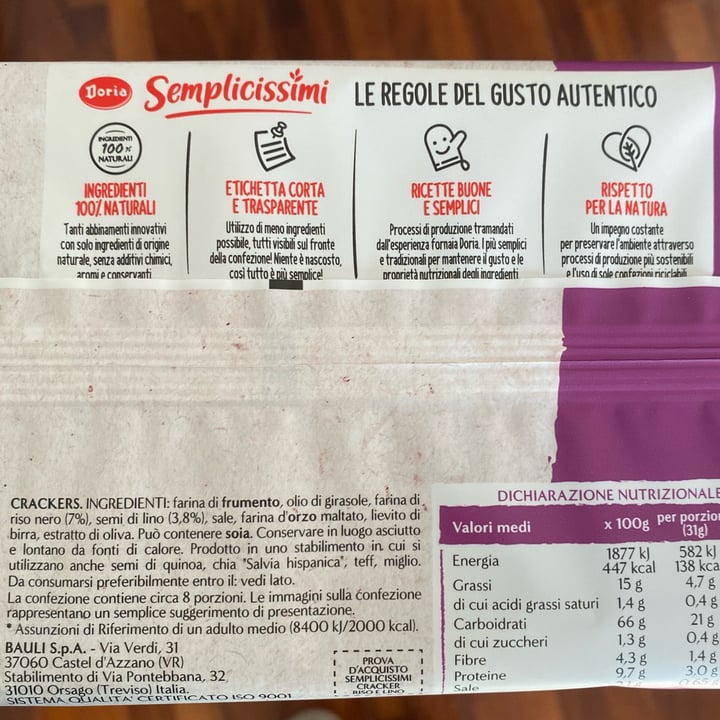 photo of I semplicissimi doria Crackers riso nero e semi di lino shared by @angievegetableslover on  10 Mar 2023 - review