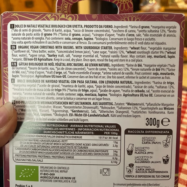 photo of Probios Dolce Natale Vegan con uvetta shared by @aliceviva on  14 Jan 2023 - review