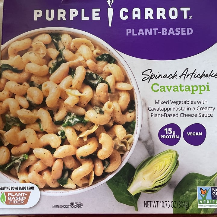 photo of Purple Carrot spinach artichoke cavatappi shared by @curlycubaminican on  09 Jul 2023 - review