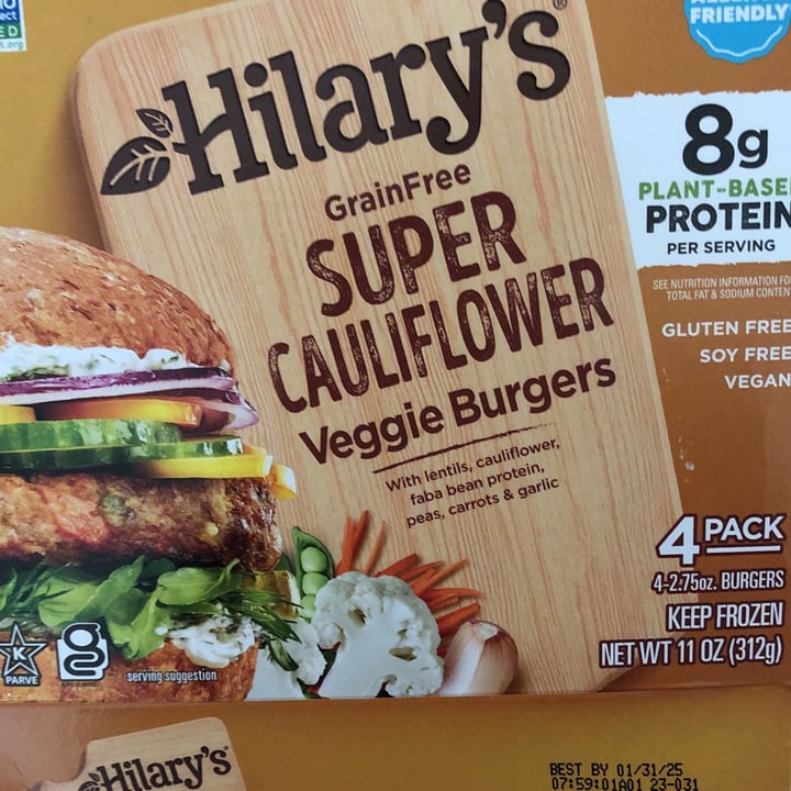 photo of Hilary's Super Cauliflower Veggie Burgers shared by @justaveg on  30 May 2023 - review