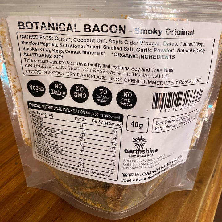 photo of Earthshine Botanical Bacon Smoky Original Flavour shared by @vegannatalie on  20 Jun 2023 - review