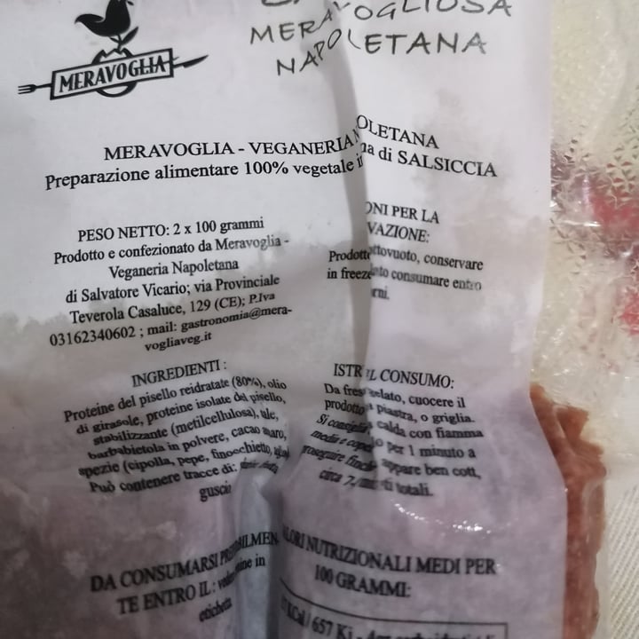 photo of Meravoglia Veganeria Napoletana Salsiccia Meravogliosa Napoletana shared by @giovy on  09 Jan 2023 - review