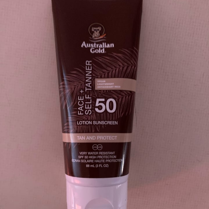 photo of Australian Gold SPF 50 Face + Self Tanner Lotion shared by @martitavegan on  13 Aug 2023 - review