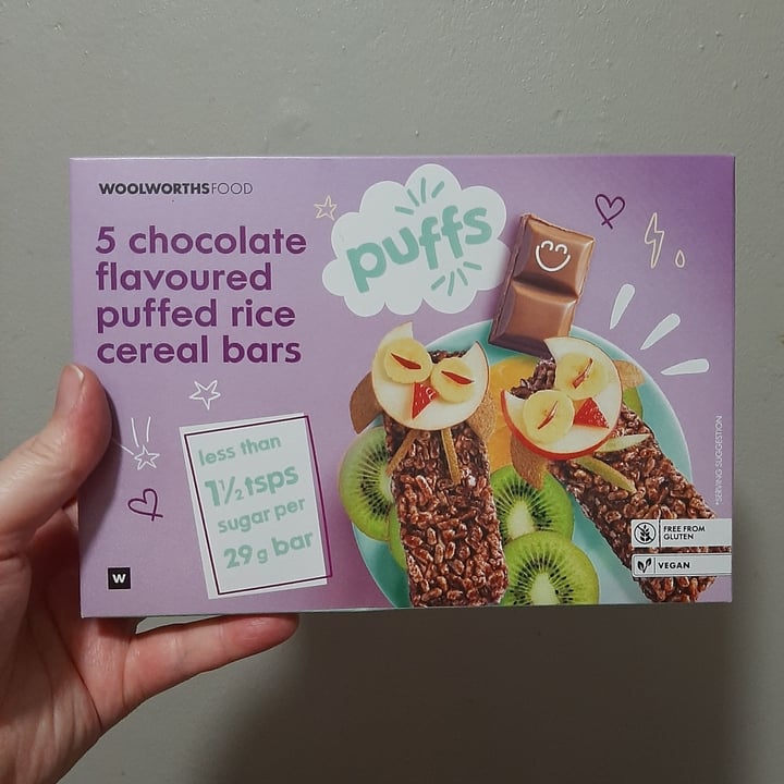 photo of Woolworths Food Chocolate Flavoured puffed rice cereal bar shared by @josiearmadillo on  26 Apr 2023 - review