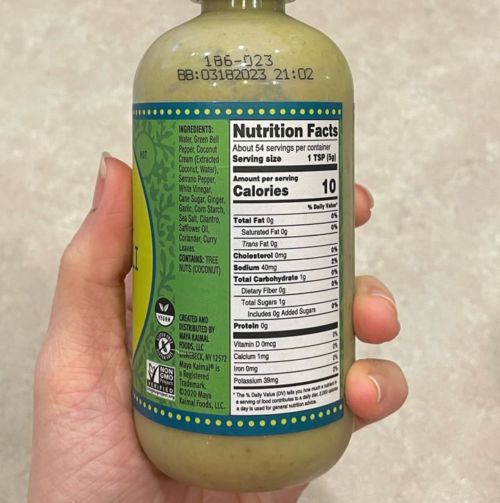 photo of Maya Kaimal green chili sauce shared by @shmoopsify on  17 Jan 2023 - review