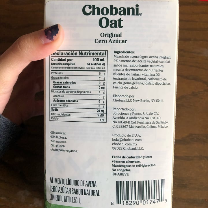 photo of Chobani Chobani oat Milk Sugar Free/ shared by @antiangel on  27 Jan 2023 - review
