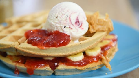 Vegan PB & J Banana Waffle Ice Cream Recipe