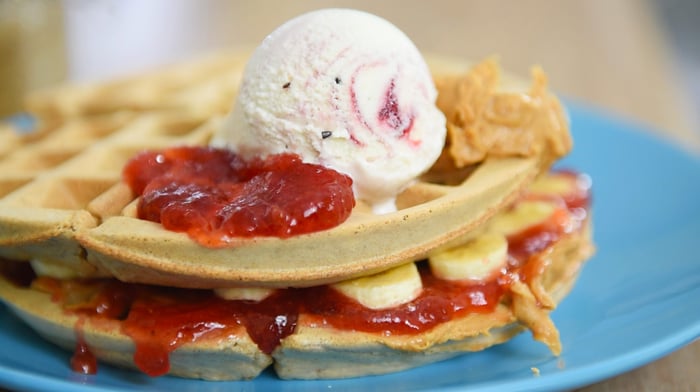 PB&J Banana Waffle Ice Cream Sandwich