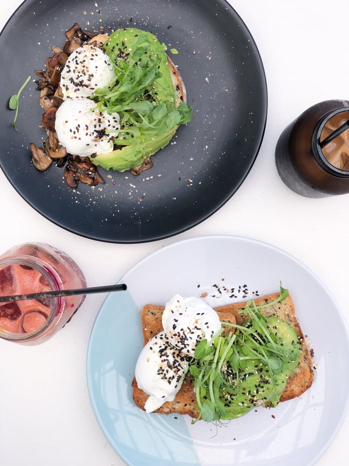 Poached eggs on GF avocado toast