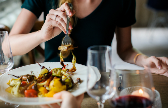 Sharing a vegetable dish