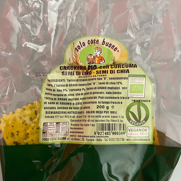 review photo of Solo Cose Buone Crackers con Curcuma, Semi di Lino e di Chia shared by @rebeccagreco99 on 25 Mar 2022 - review