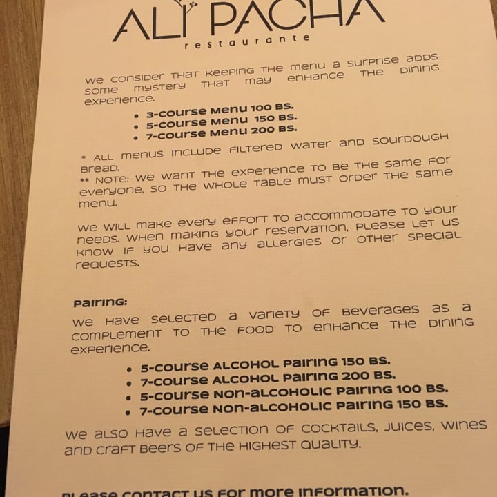 photo of Ali Pacha Chefs Menu shared by @theplantbasedbassist on  15 Nov 2022 - review