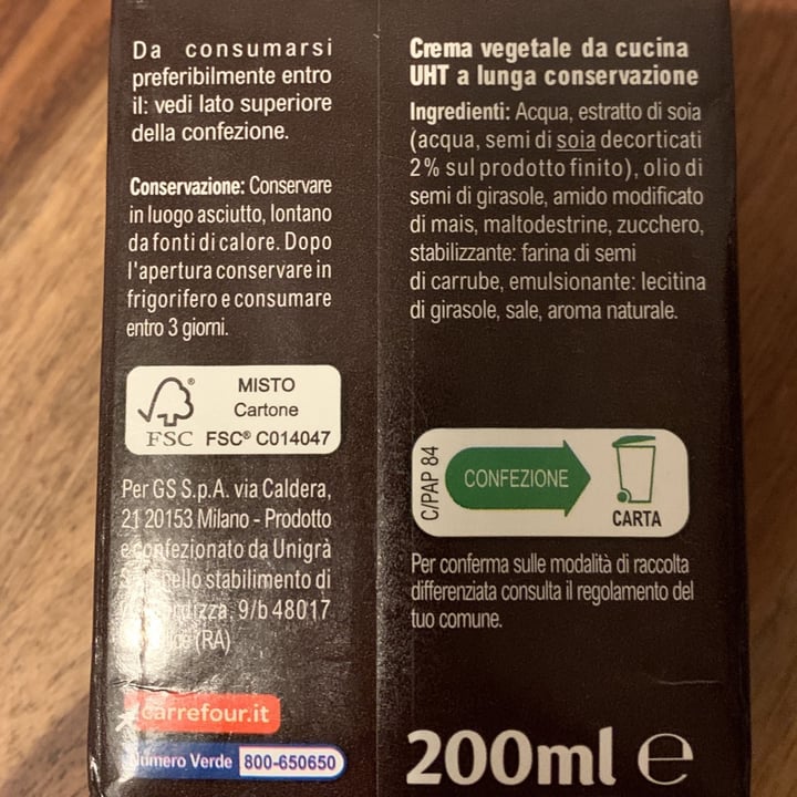 photo of Carrefour Veggie Crema da cucina shared by @ischarotate on  12 Nov 2022 - review