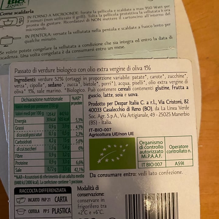 photo of Despar Scelta Verde BioLogico Vellutata di verdure shared by @reny-g on  31 Mar 2022 - review