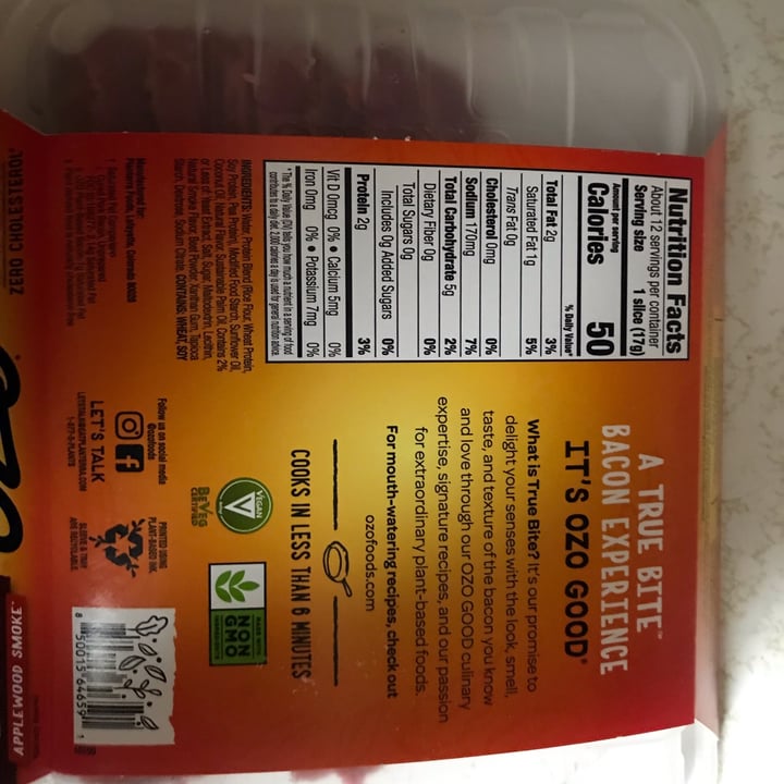 review photo of Ozo Plant Based Bacon Applewood Smoke shared by @cottagefae on 30 Sep 2022 - review