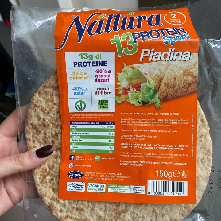 photo of Nattura 13 Protein Sport Piadina shared by @robertaintrona on  23 Mar 2022 - review