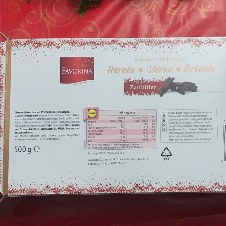 photo of Favorina Schoko Lebkuchen Herzen Sterne Brezeln shared by @katy26 on  12 Dec 2022 - review