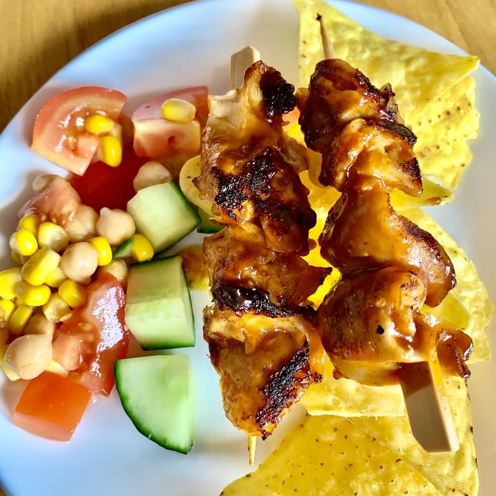 photo of Huckleberry's Sticky BBQ Chick’n Skewers + Kinder Bueno Waffle shared by @carrot-sticks on  28 Sep 2021 - review