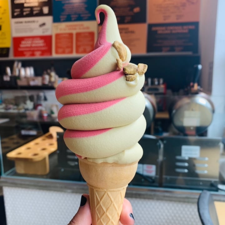 review photo of ICONOGLACE raspberry and pistachio ice cream shared by @alternativevegan on 17 Oct 2022 - review