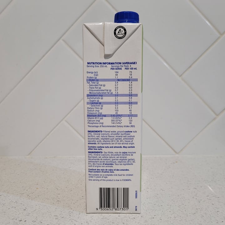 photo of Sanitarium So Good Cashew Milk Unsweetened shared by @ranelle on  05 Jul 2021 - review