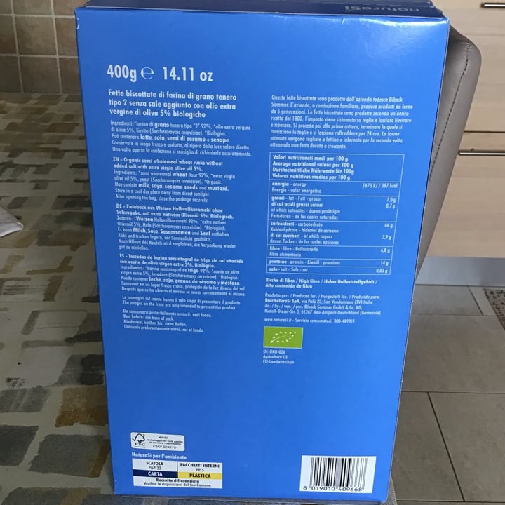 review photo of Natura Sì Fette biscottate semintegrali senza sale aggiunto shared by @mari07 on 04 Jun 2022 - review