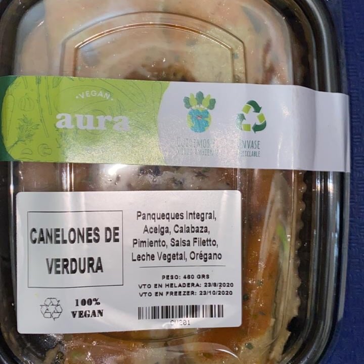 photo of Aura vegan food Canelones de verdura shared by @kacerutti on  21 Aug 2020 - review
