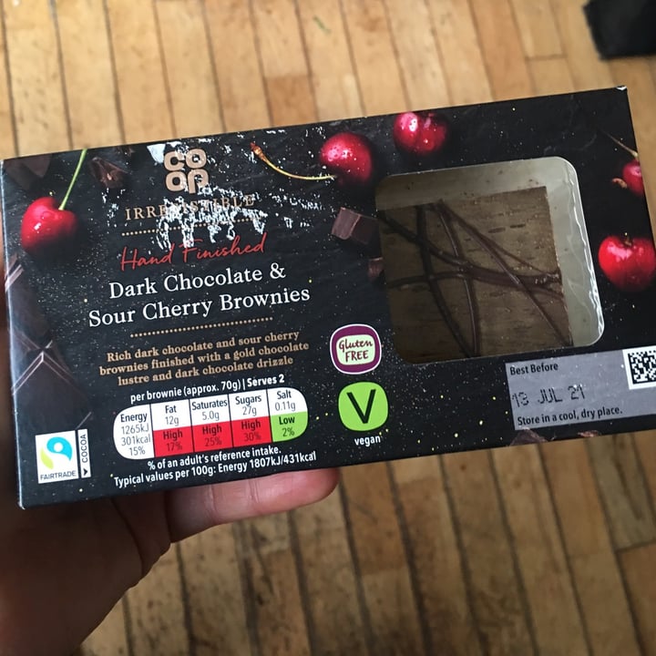 review photo of Coop Dark chocolate sour cherry brownies shared by @sandra666 on 02 Aug 2021 - review
