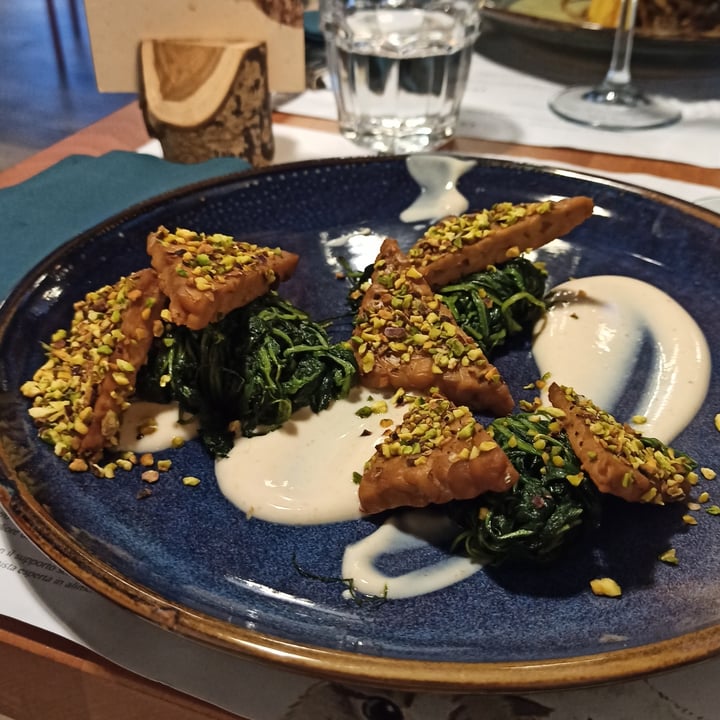 review photo of Romeow Cat Bistrot Tempeh in crosta di pistacchi, salsa harissa allo yogurt e cicoria ripassata shared by @carolinacarrotcake on 13 Sep 2021 - review