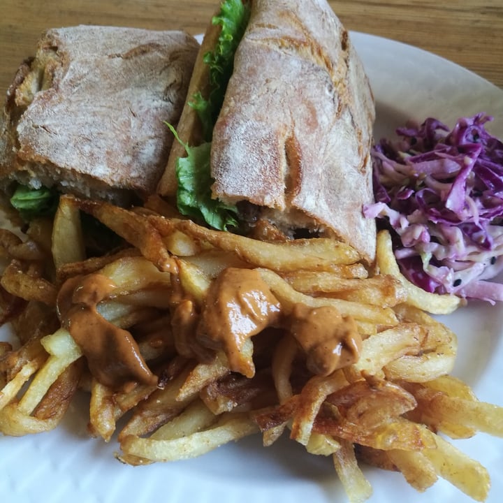 photo of Ground Zero Marley Coffee Vegan Chicken Fraud sandwich shared by @sarahwouters1 on  17 Oct 2020 - review
