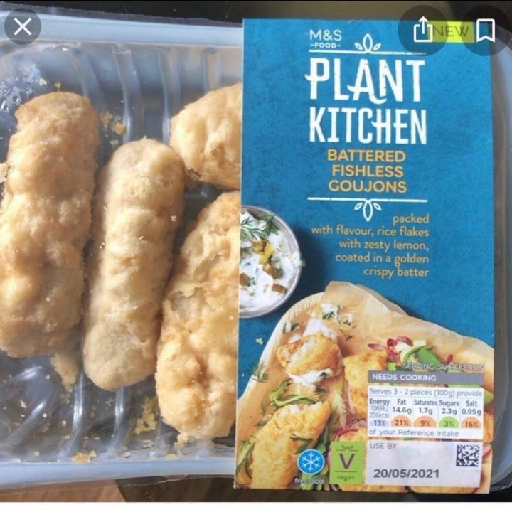 photo of Plant Kitchen (M&S) Battered Fishless Goujons shared by @plantbasedpo on  21 Mar 2022 - review