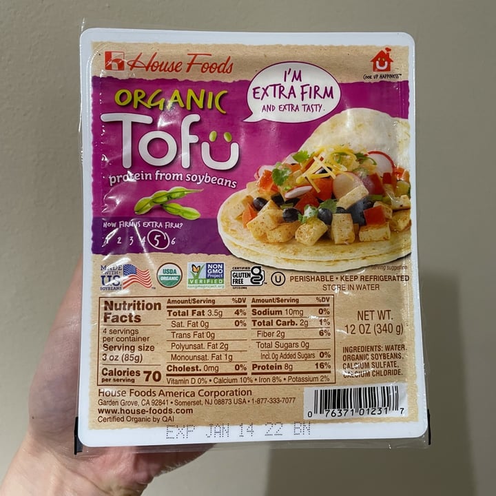 photo of House Foods Organic Extra Firm Tofu shared by @appleappleamanda on  29 Dec 2021 - review