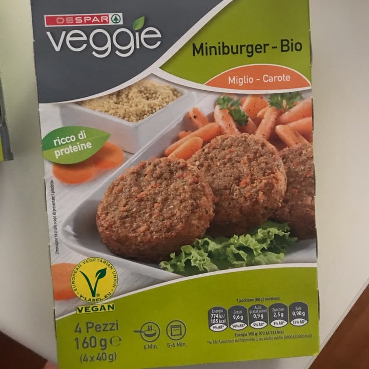 photo of Despar Veggie Miniburger bio miglio e carota shared by @abesart on  24 Jul 2022 - review