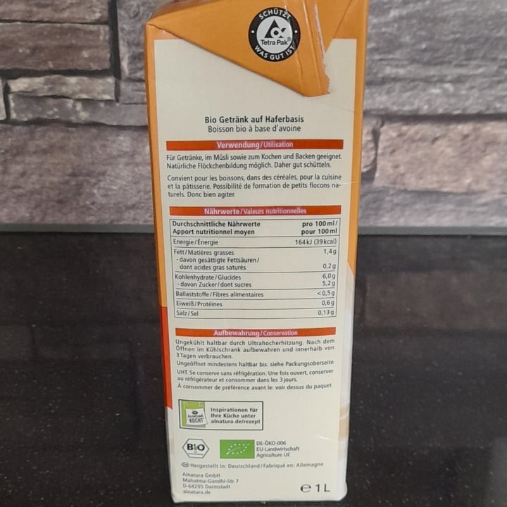 review photo of Alnatura Haferdrink ungesĂźsst shared by @sbirurossa on 21 Jun 2022 - review
